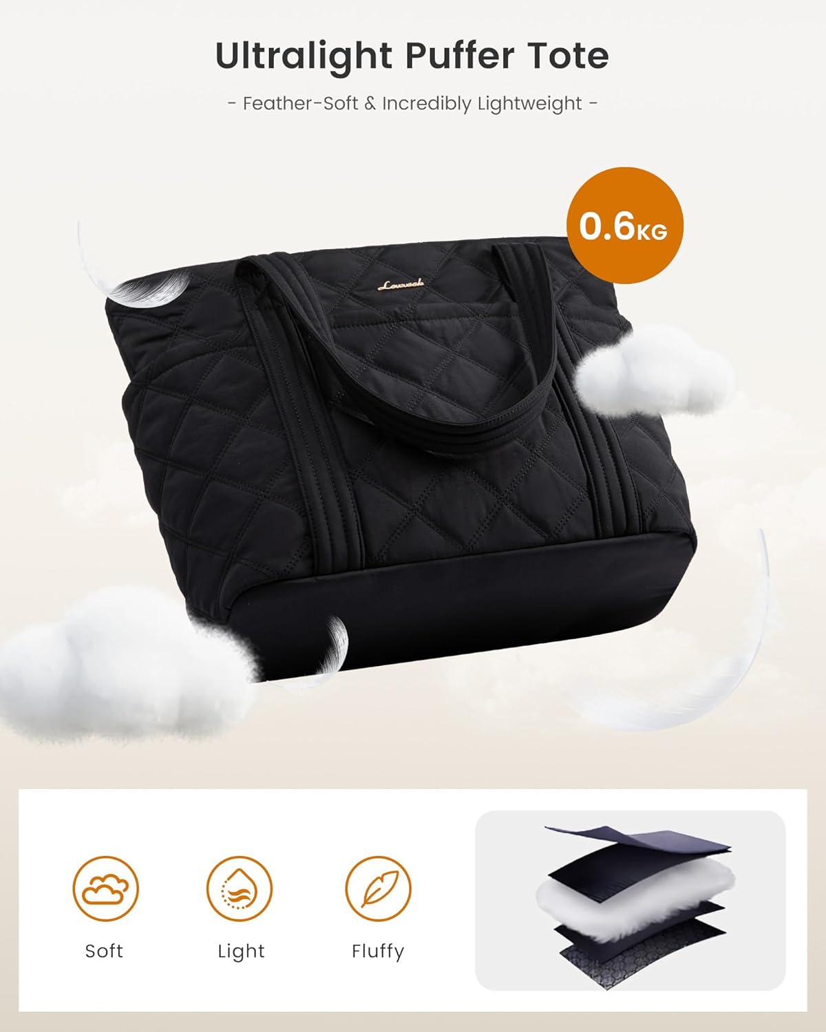 Lightweight Puffer Tote Bag for Women